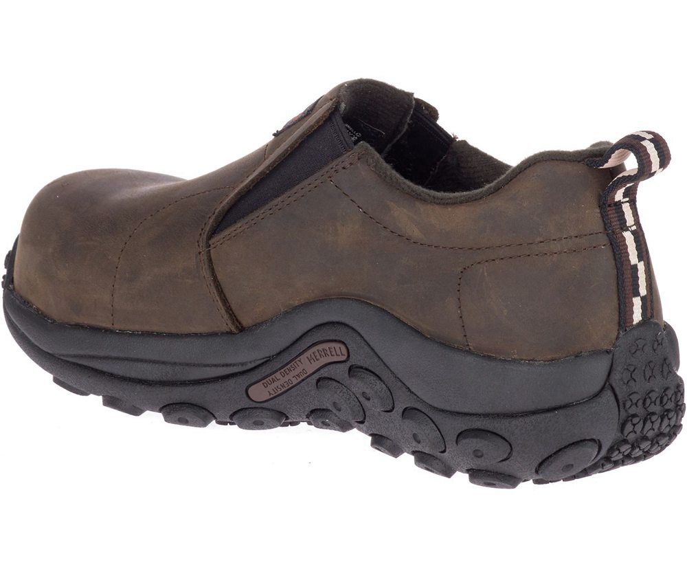 Merrell Slip Ons Brown - Jungle Moc Leather Comp Toe Work - Womens 98OGUCAJF